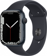 Apple Watch Series 7 45 мм, корпус из алюминия цвета «тёмная ночь», спортивный ремешок «тёмная ночь