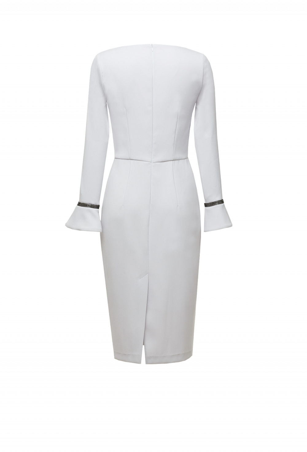 Платье-футляр серое с кристаллами "Swarovski" 46-19 SS