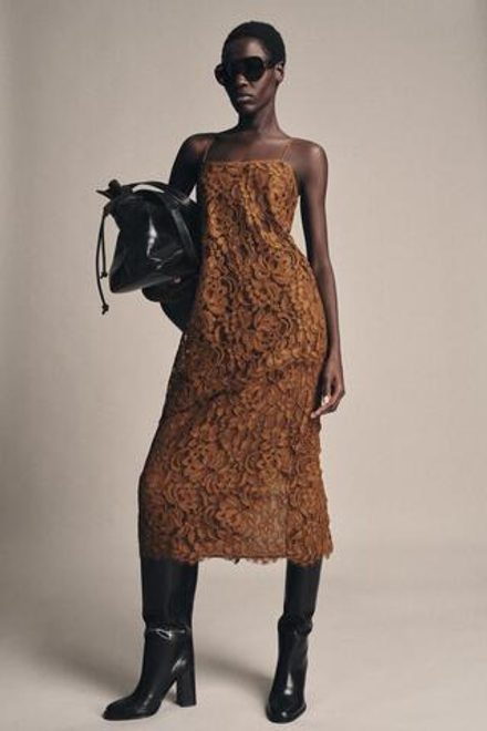 ZARA КРУЖЕВНОЙ ТОП НА БРЕТЕЛЯХ — ZW COLLECTION LIMITED EDITION, ГОРЧИЧНЫЙ