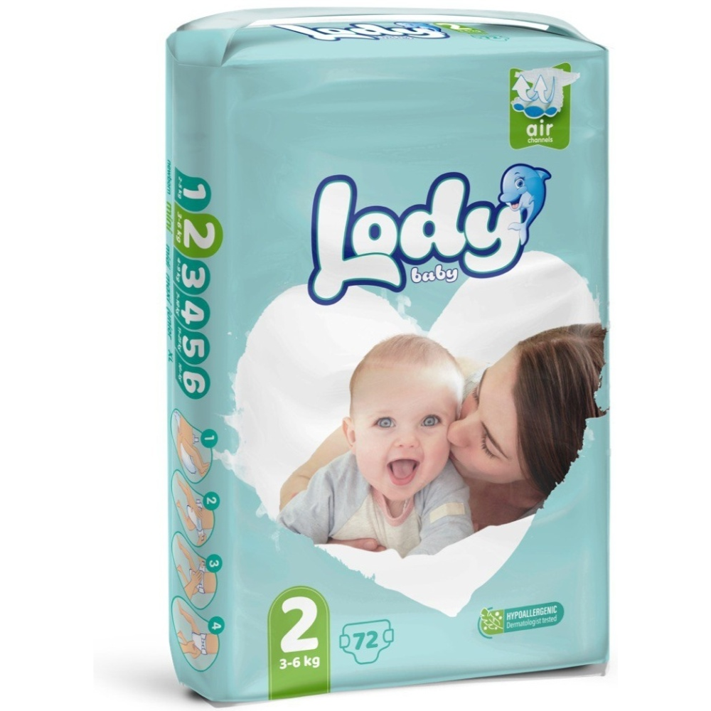 Подгузники Lody №2(3-6кг) 72 шт