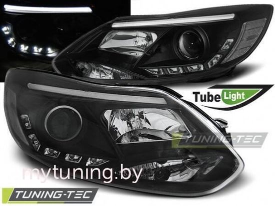 Передние фары Ford Focus 3 tube lights black