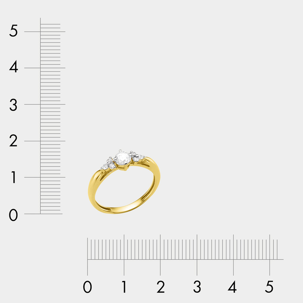 Помолвочное кольцо женское из желтого золота 585 пробы с фианитами (арт. 000981-4102)
