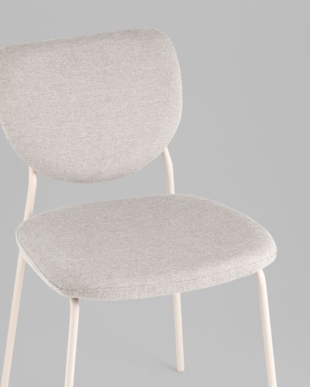 Стул обеденный Gigi шенилл серый белые ножки