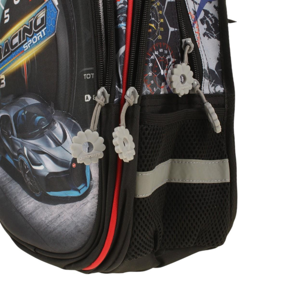 Рюкзак "Машина", 31*13*40 см, ортопедическая спинка, 3 отделения, светоотражатели