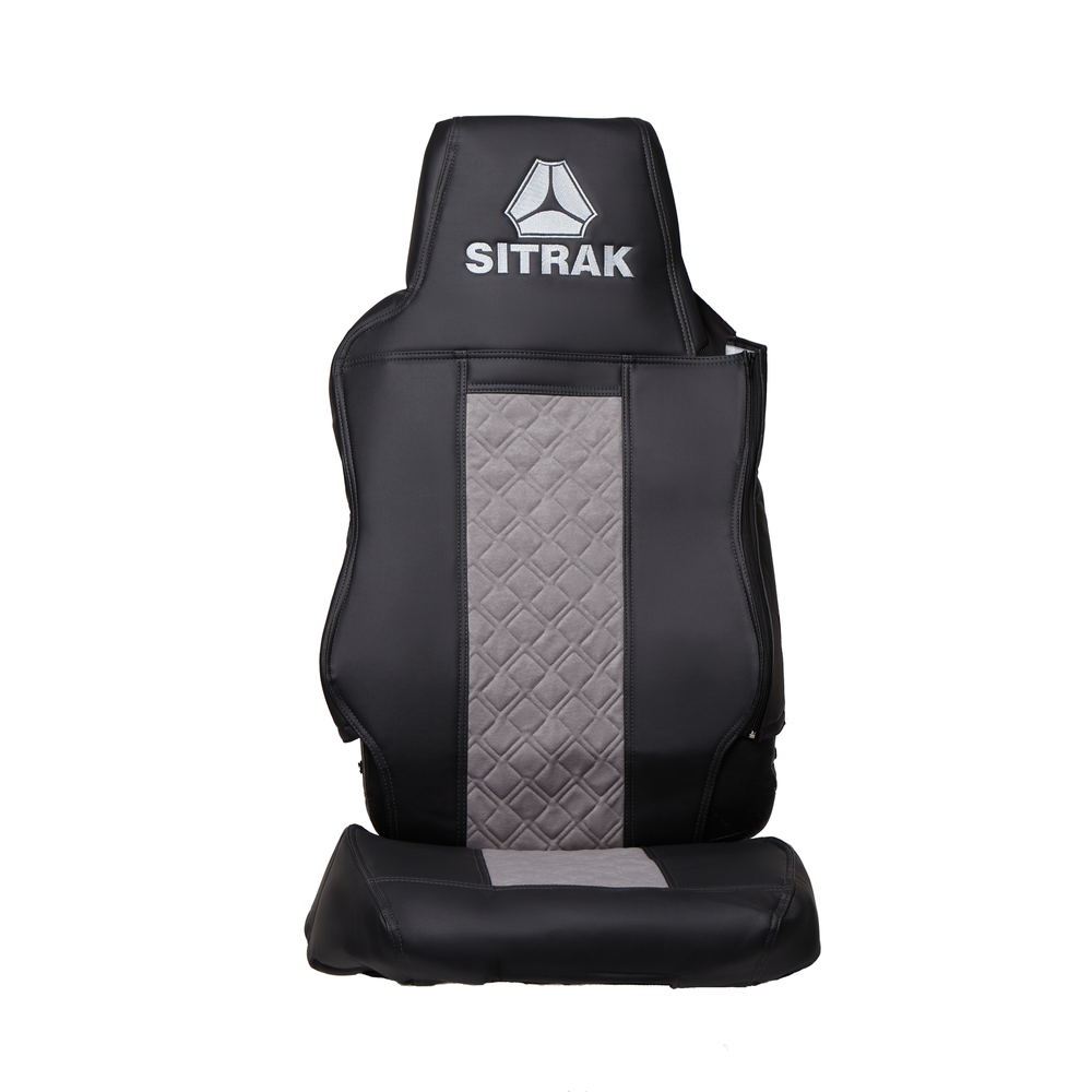 Чехлы SITRAK C7H (экокожа, черный, серая вставка)