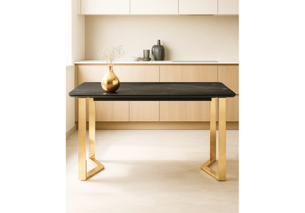 Керамический стол Woodville Селена 1 140х80 черный мрамор, золото