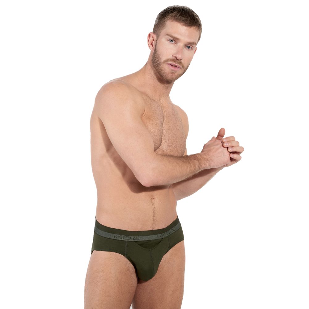 Мужские трусы брифы хаки HOM HO1 35-9521-00DK