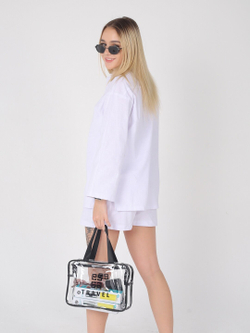 Косметичка водонепроницаемая ПВХ на молнии сумочка с ручкой TRAVEL, прозрачная 29,5*11*21см