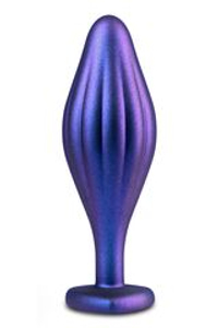 Фиолетовая анальная пробка с кристаллом-сердцем Matrix Wavy Bling Plug - 11,4 см.