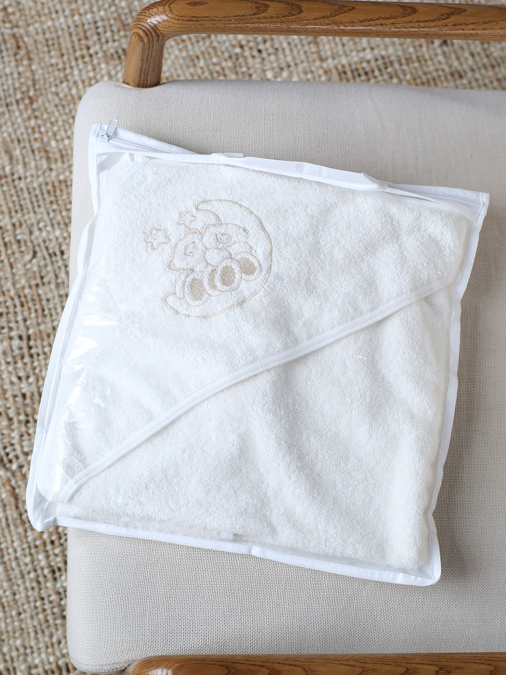 Полотенце с уголком для новорожденных махровое 90х90 (капучино)