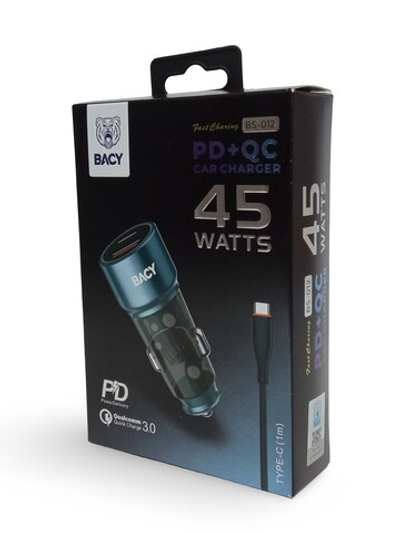 Автомобильное зарядное ус-во с кабелем Type-C QC+-PD BS-012