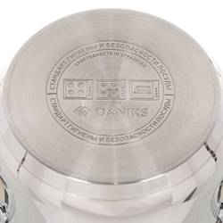 Кастрюля нерж, 6.5 л, с крыш, Daniks, Профессионал, SD-A92-24, индукц