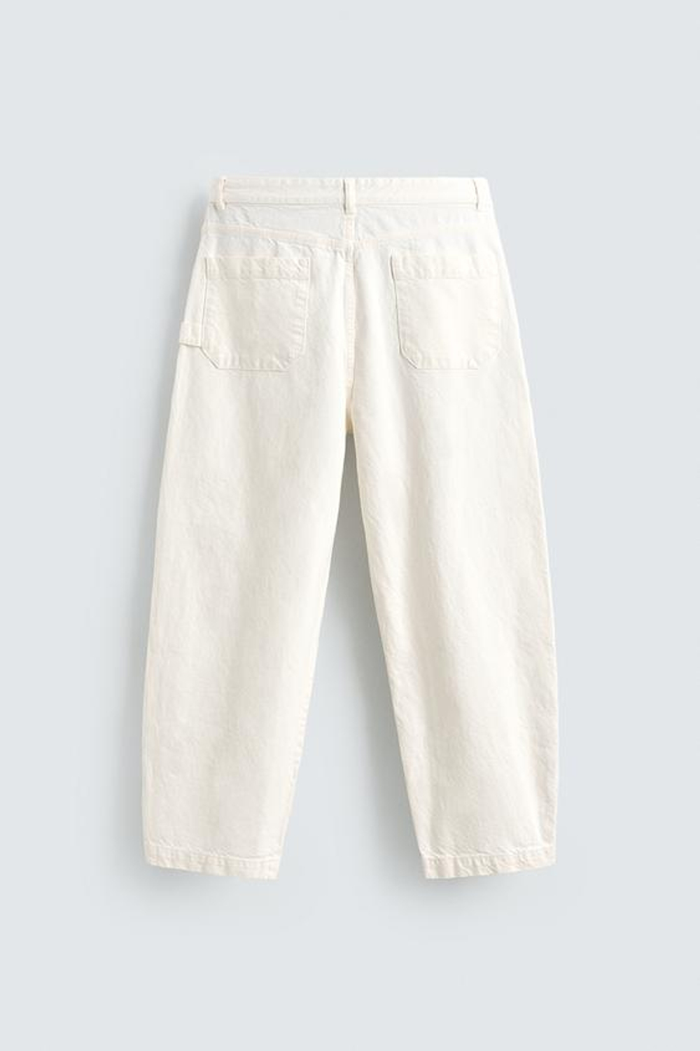 ZARA БРЮКИ RELAXED FIT КАРГО, ЖЕЛТОВАТО-БЕЛЫЙ