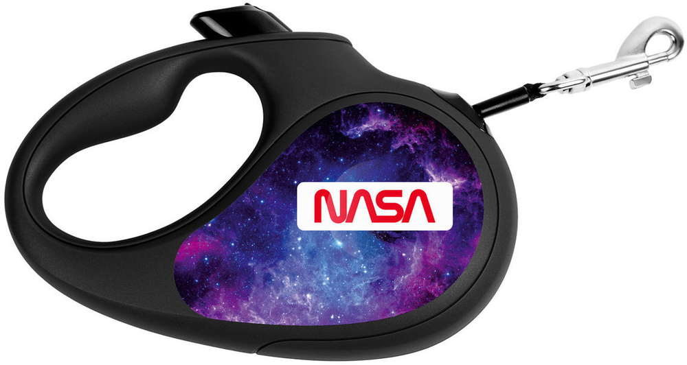 Поводок-рулетка WAUDOG R-leash, "NASA21", S, до 15 кг, 5 м, светоотражающая лента черный