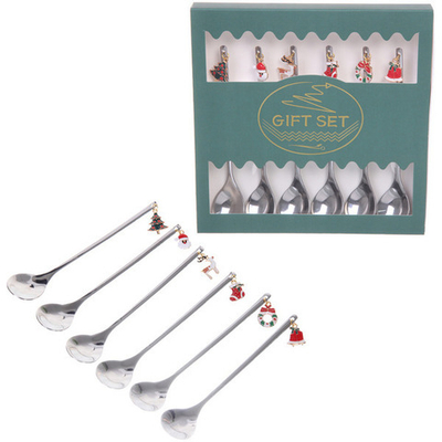 Набор чайных ложек 6шт «Новогодний микс» в подарочной коробке, серебро