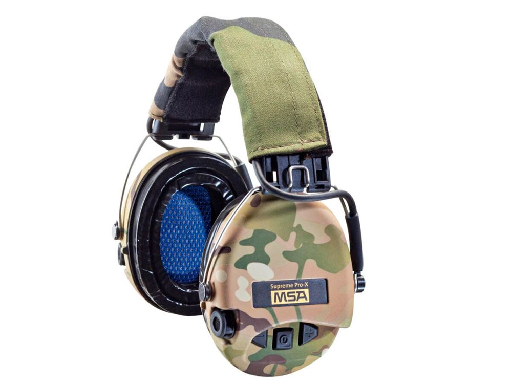 Наушники активные Sordin (MSA) Supreme Pro-X LED Camo GEL, SNR 25dB/NRR 19dB, вход AUX 3,5мм, 2хAAA,камуфляж, IP67, 332г