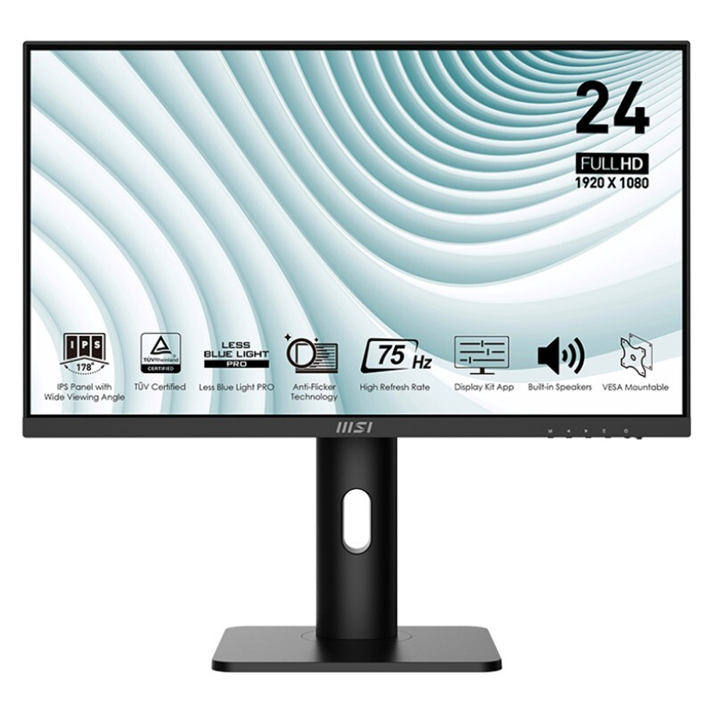 МОНИТОР 23.8" MSI PRO MP243P Black (IPS, 1920x1080, 75Hz, 5 ms) с поворотом экрана