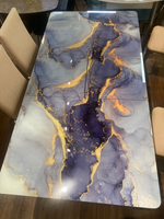 Стол разд стекло Миллер бабочка К-т ног №5 черный Царг.пояс 930 черный Ст-ца акварель ф/п (чер)