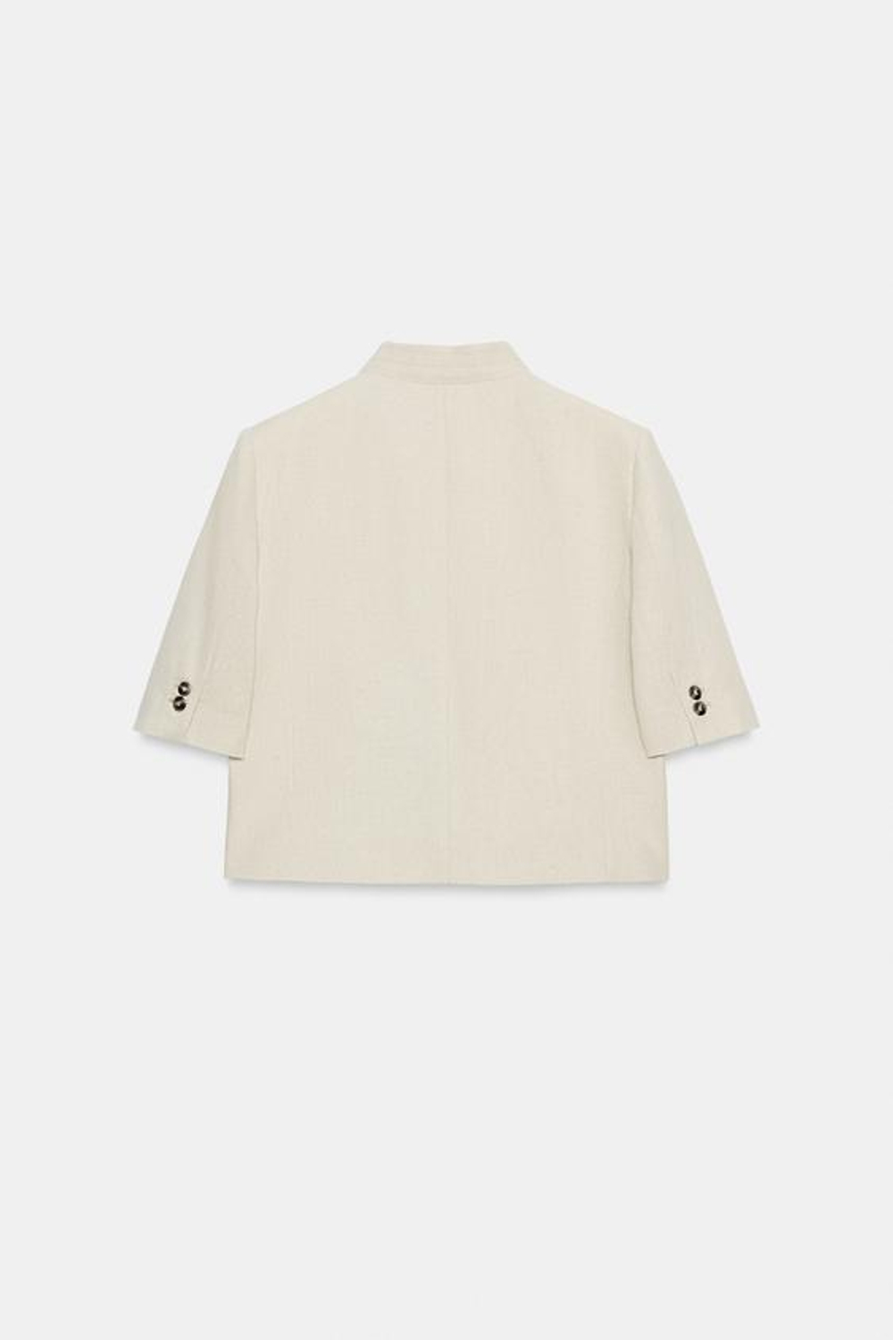 ZARA БЛЕЙЗЕР ИЗ СМЕСОВОГО ЛЬНА С КОРОТКИМИ РУКАВАМИ, СВЕТЛО-БЕЖЕВЫЙ