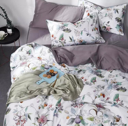 Постельное белье ЕВРО (двуспалка) Египедский Хлопок Белый ягодки