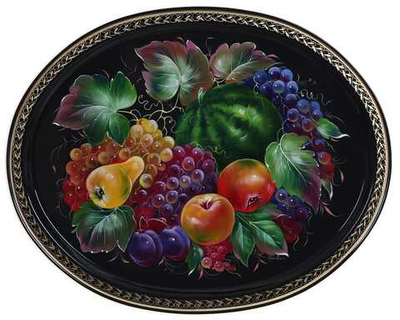 Жостовский поднос декоративный, размер 51х41 см (A26), металлический