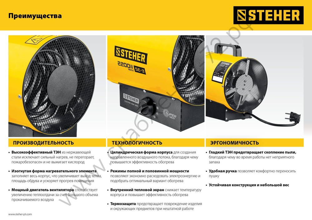 STEHER 2 кВт, электрическая тепловая пушка (SE-3)