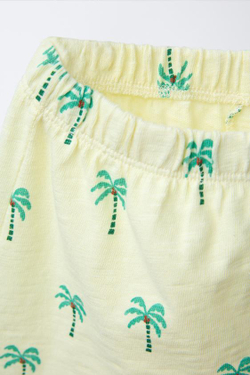 ZARA ШОРТЫ С ПРИНТОМ «ПАЛЬМЫ», СВЕТЛО-ЖЕЛТЫЙ