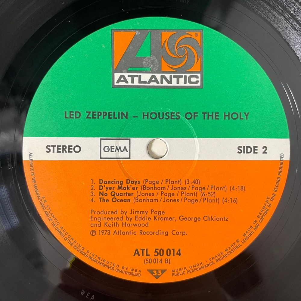Винтажная виниловая пластинка LP Led Zeppelin Houses Of The Holy (Германия 1973)