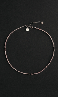 Чокер "Memo about Love" из розового кварца с серебряными бусинами 33-38 см