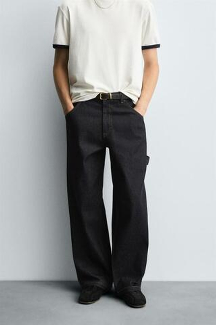 ZARA ДЖИНСЫ-КАРПЕНТЕР BAGGY FIT, СИНИЙ
