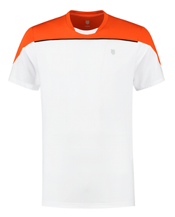 Мужская теннисная футболка K-Swiss Tac Hypercourt Block Crew Tee 3 - white/spicy orange
