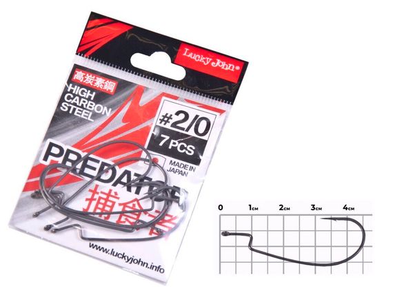 Крючки офсетные Lucky John LJHP345 №2/0, 7 шт.