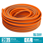 GRINDA FLEX 3, 3/4″, 25 м, 20 атм, из термоэластопласта, трёхслойный, армированный, гибкий, поливочный шланг, PROLine (429008-3/4-25)