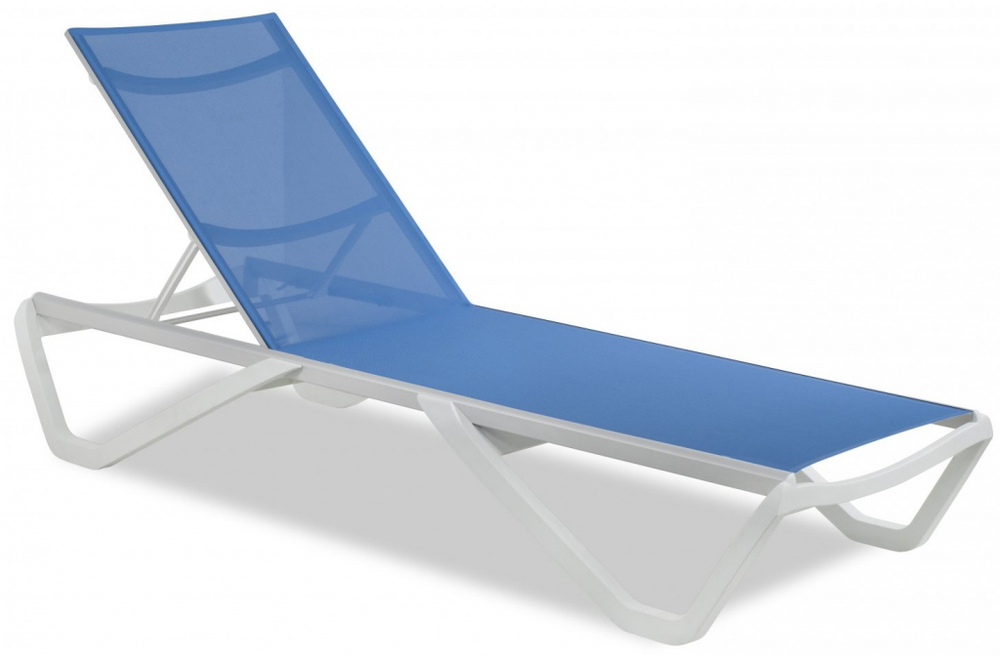 Шезлонг-лежак металлический Papatya Wave, белый, синий