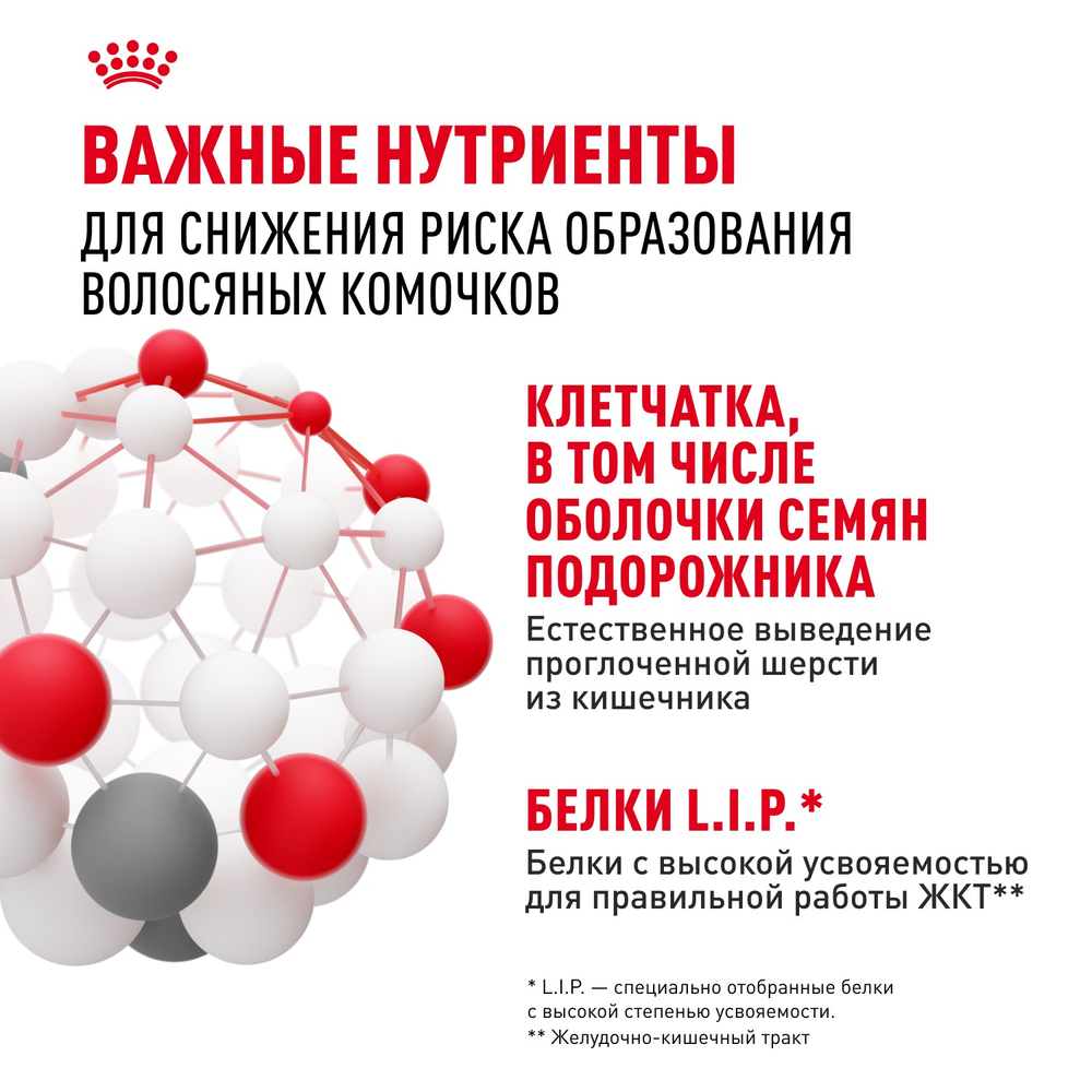 Royal Canin Hairball Care Хэйрболл Кэа Корм сухой для взрослых кошек профилактика образования волосяных комочков 10кг