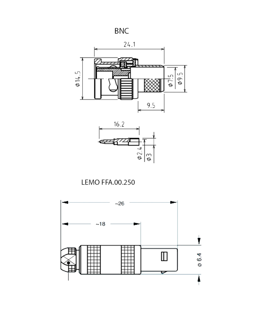 Кабель BNC (female) – Lemo 00