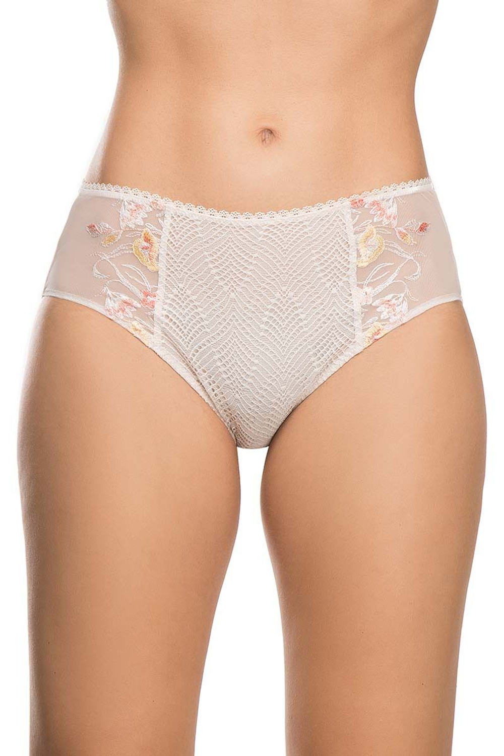 Трусы-макси Ashley с цветочной вышивкой (Размер: 52) (Цвет: молочный)