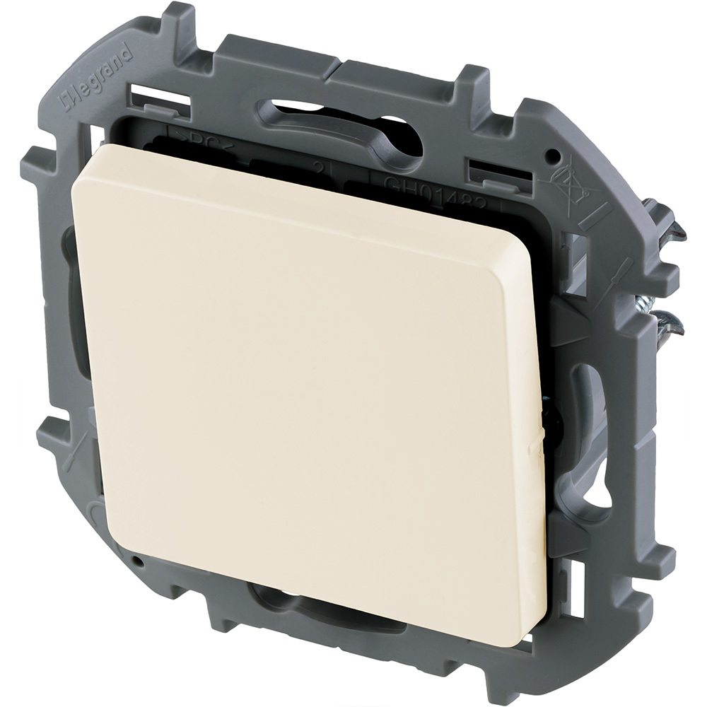 Выключатель кнопочный 1-клавишный с нормально-открытым контактом 6А 250В слоновая кость Inspiria Legrand