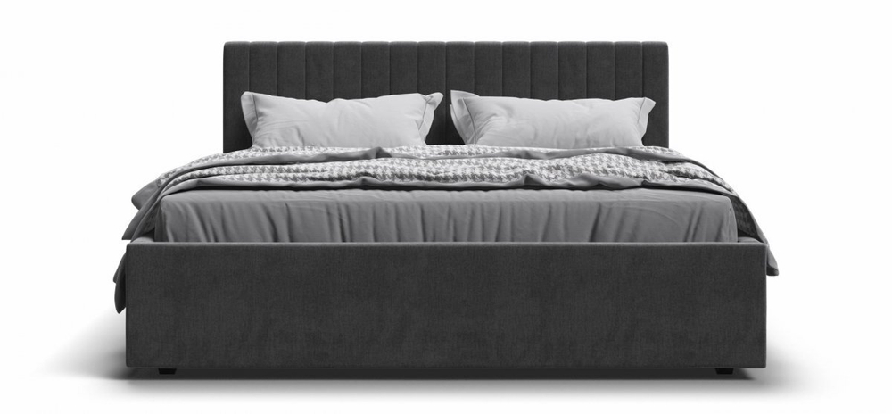 Ронда Кровать+ПМ 160 Велюр Монолит серая
