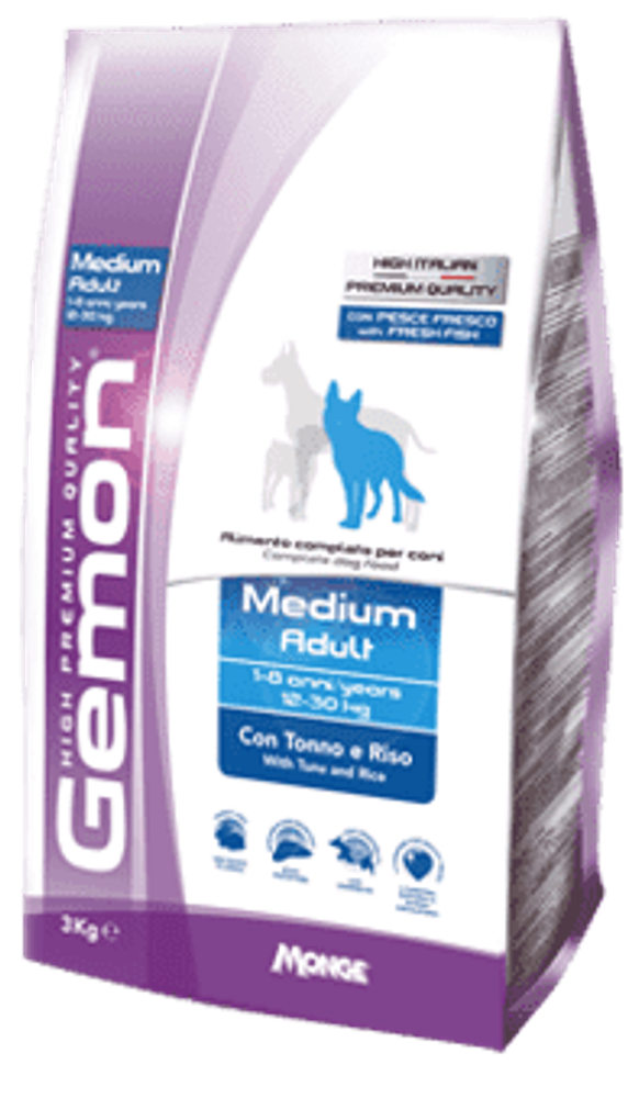 Gemon 15кг Dog Medium корм для взрослых собак средних пород тунец с рисом