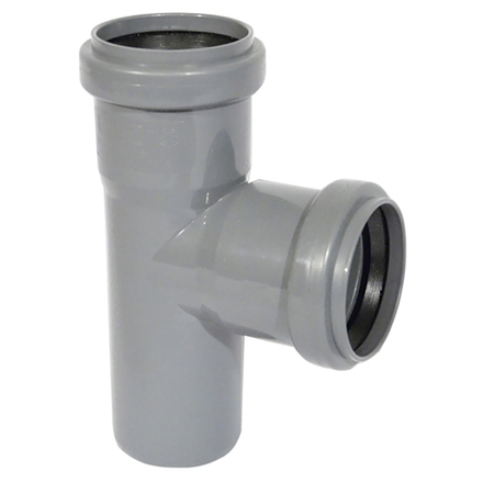 Тройник канализационный серый d50*90°