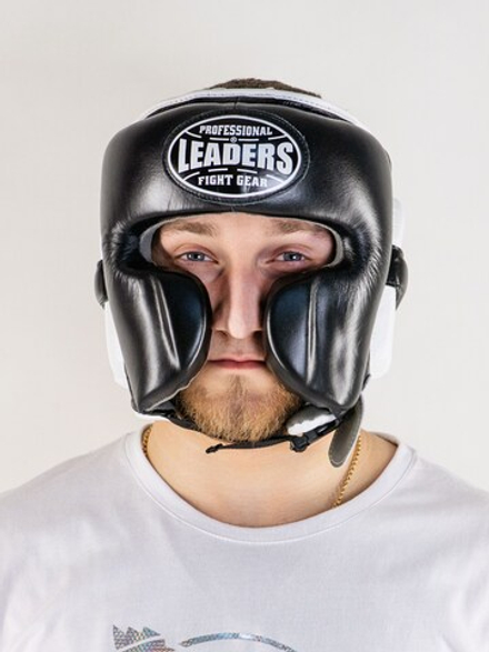 Шлем боксерский LEADERS LS MEX BK/WH (кожа, черный/белый)