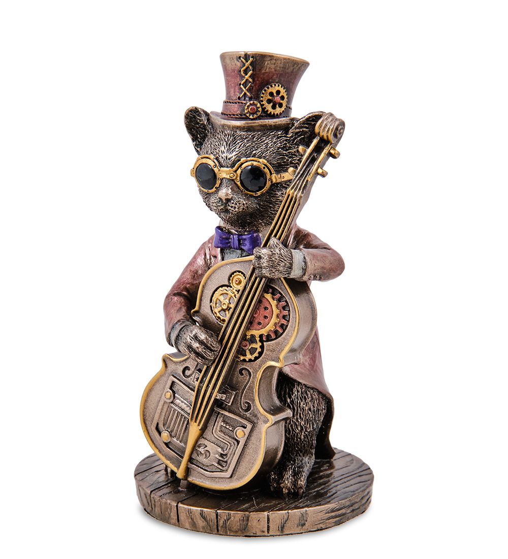 Veronese WS-1240/ 1 Статуэтка в стиле Стимпанк «Мистер Кот с контрабасом»