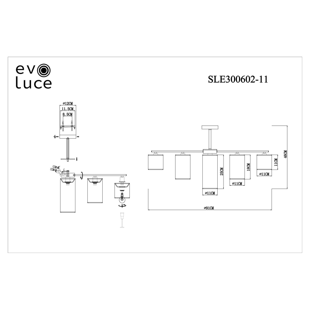 SLE300602-11 Светильник потолочный Хром/Белый, Бежевый, Зеленый E14 11*40W