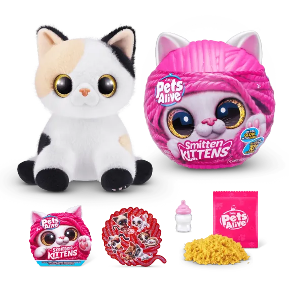 ZURU S001-PETS ALIVE-SMITTEN KITTENS- SERIES 1 INTERACTIVE PLUSH, İnteraktiv yumşaq oyuncaq