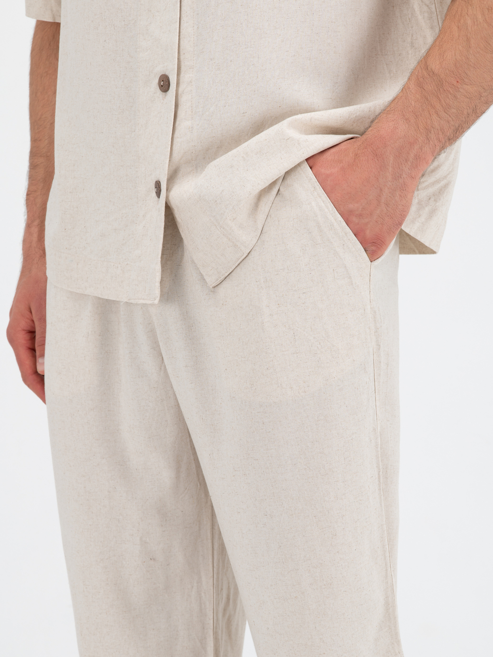 Костюм льняной с шортами. Песочный