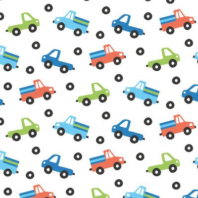 Buy baby fabric cars truck wheels white