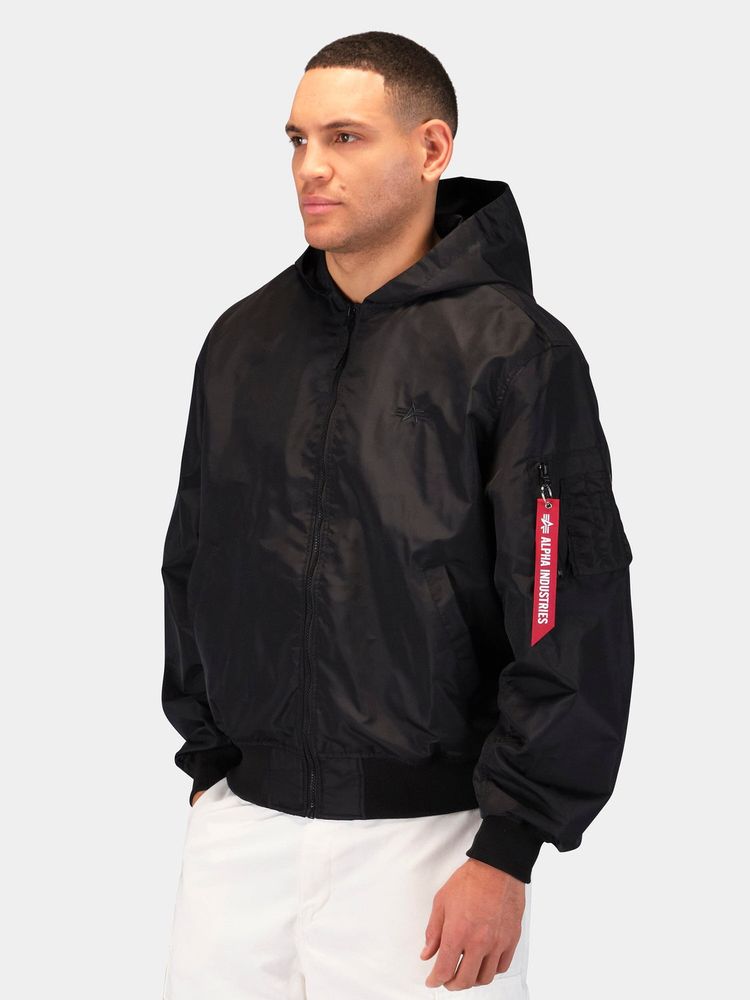 Бомбер Alpha Industries Logo L-2B Hooded Hunter Black (Черный)