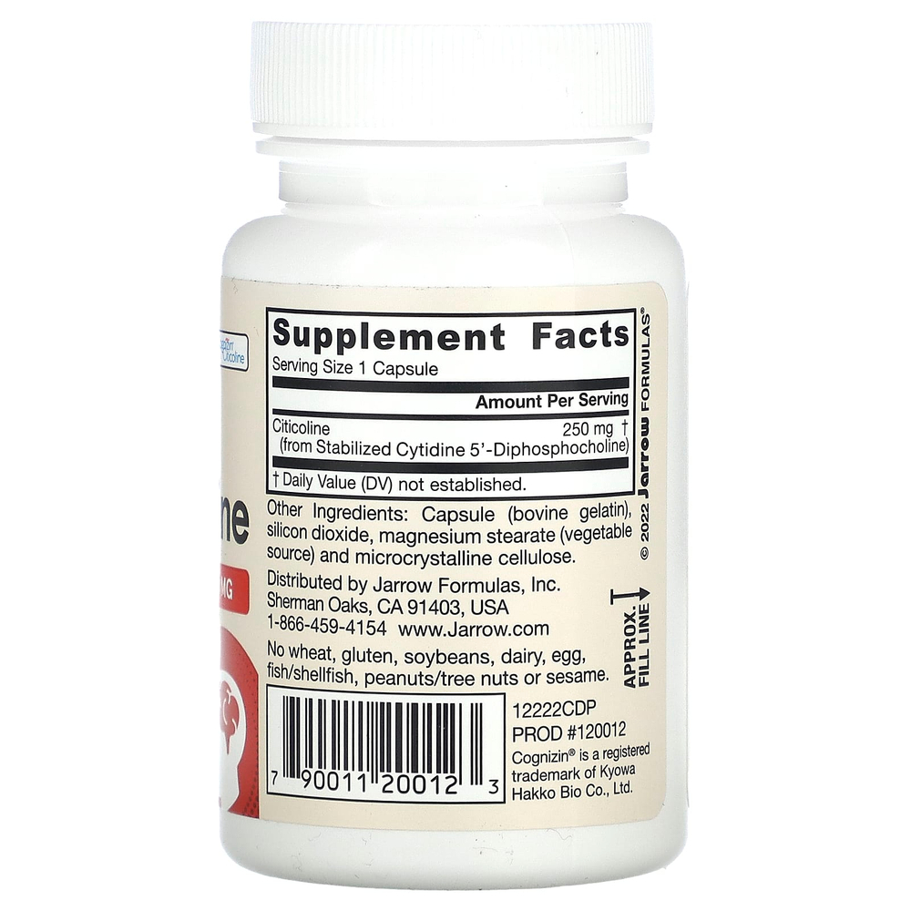 Jarrow Formulas, цитиколин, 250 мг, 60 капсул