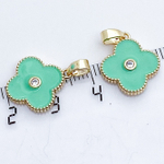 Подвеска Клевер, цвет золото+мятный, размер 16*14 мм, цена за 1 шт